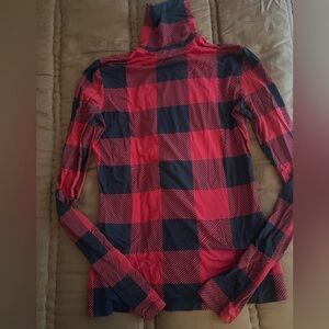 Proenza Schouler Red and Black Checkered Turtleneck Top size S